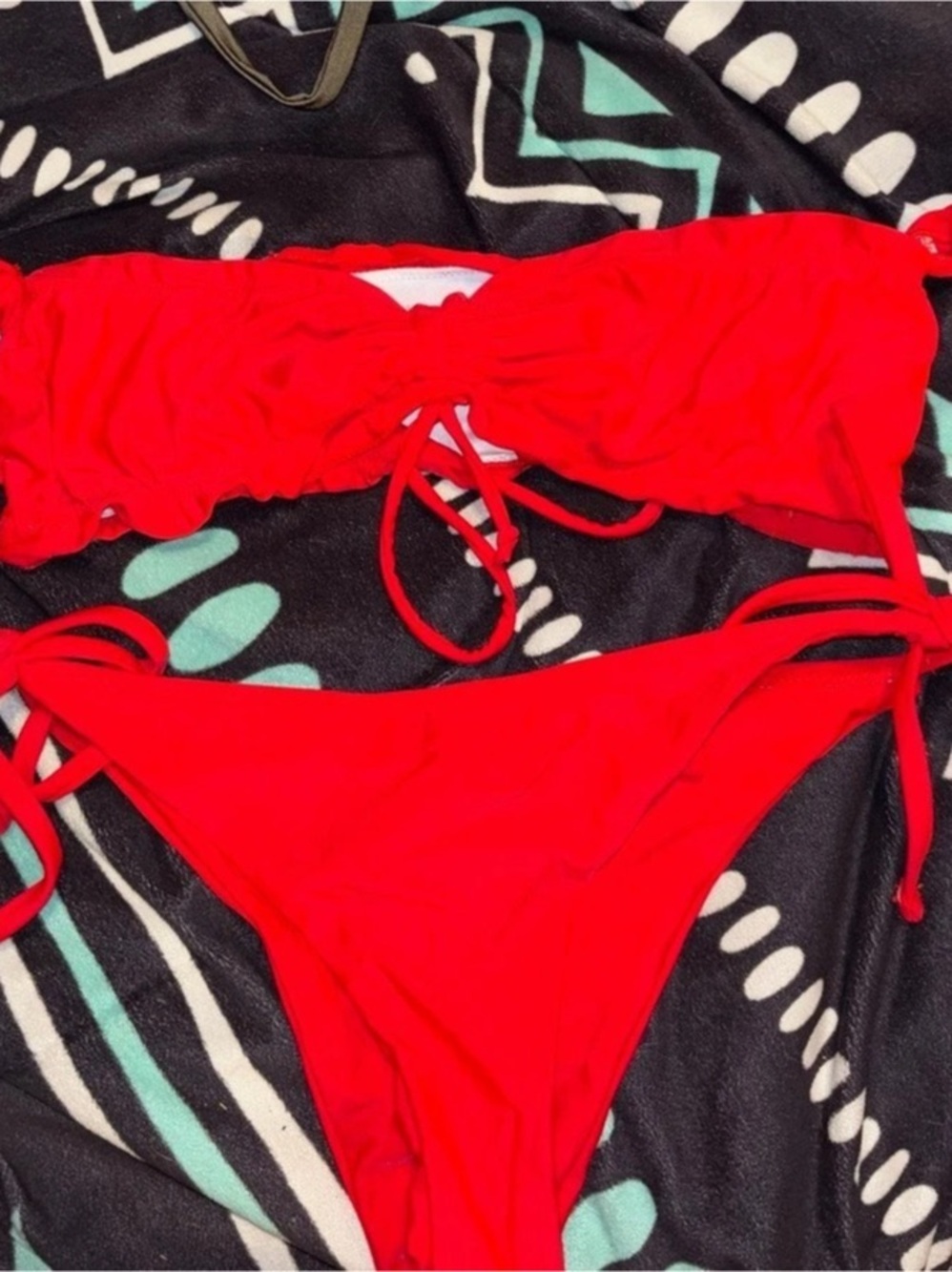 Red Ruched Bikini Set Like New